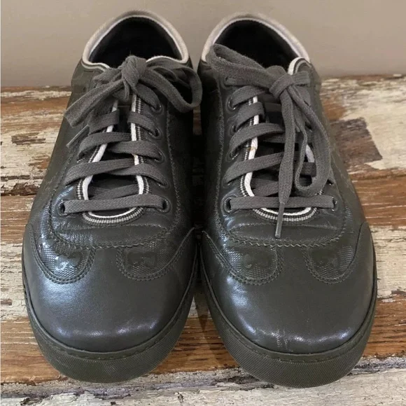 Gucci Men’s IMPRIME Military/Olive Green Metallic Sneakers [233321] sz 7.5 US C7